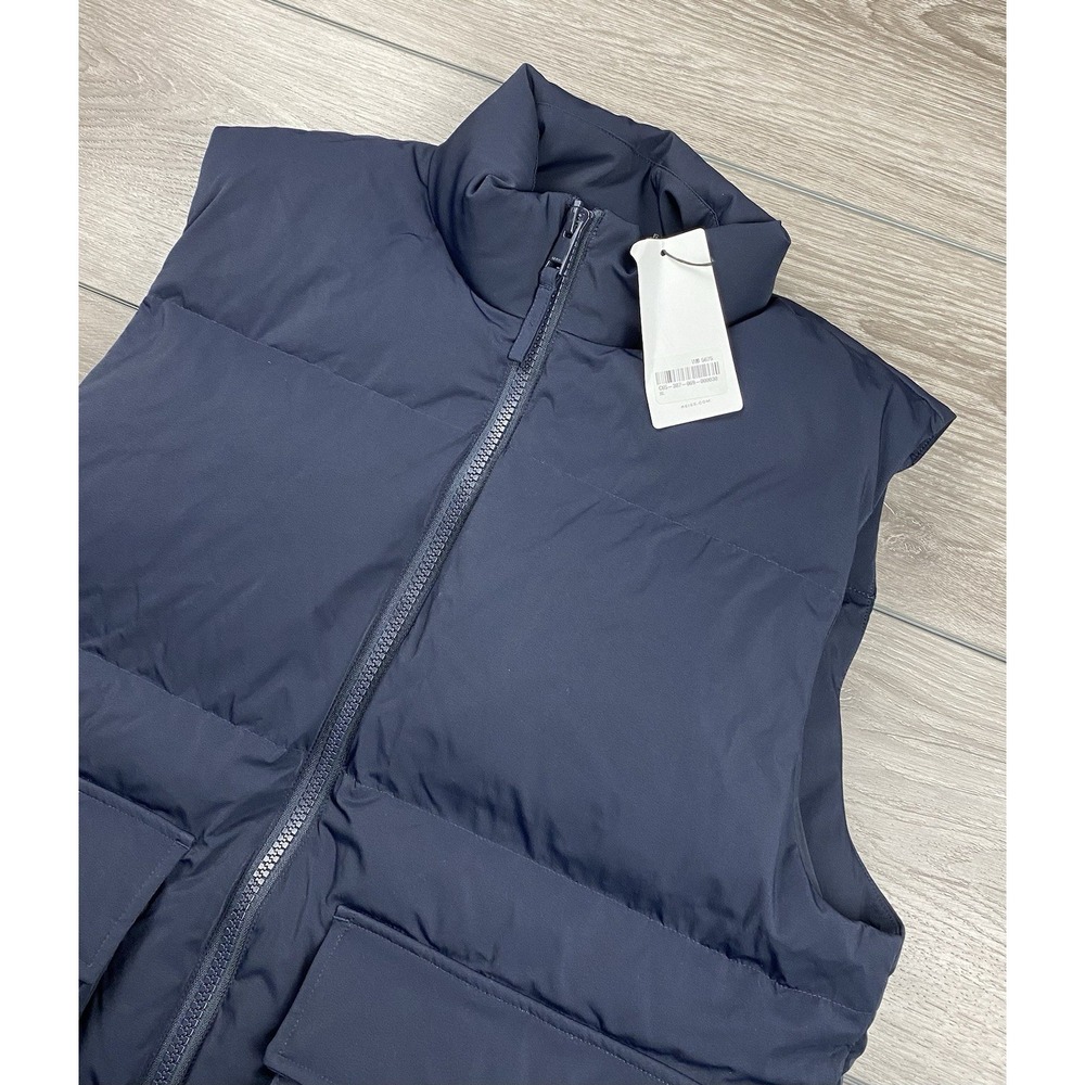 Reiss Men's Quilted Down Sleeveless Vest Navy Blue Size‎ XL New